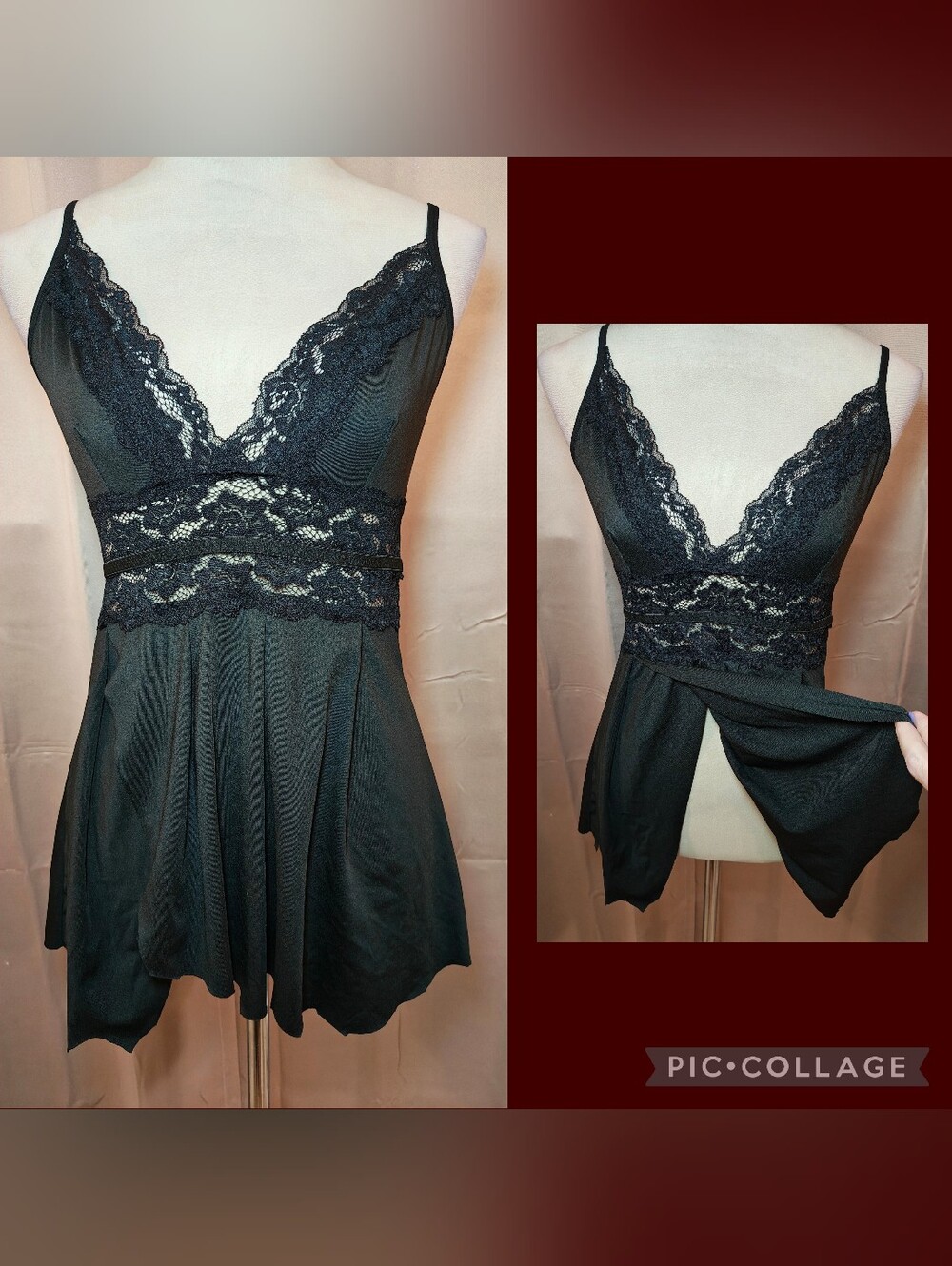 🖤Vintage Coquette Black Lace Babydoll Open Front Top🖤
